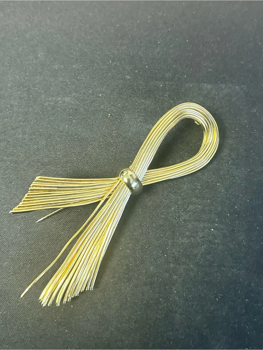 Gold Ribbon Tassel Brooch - Elegant Women’s Jewelry
